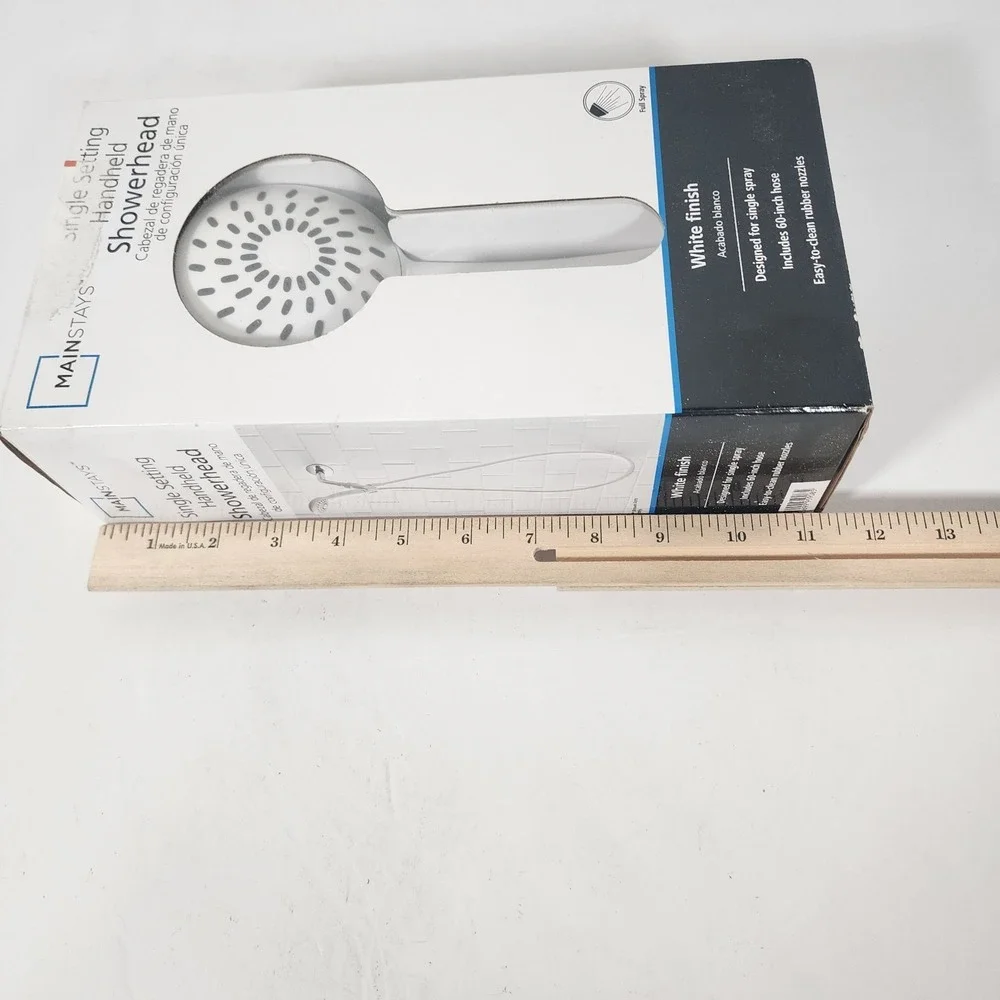 Mainstays Single Setting Handheld Showerhead White w/ 60